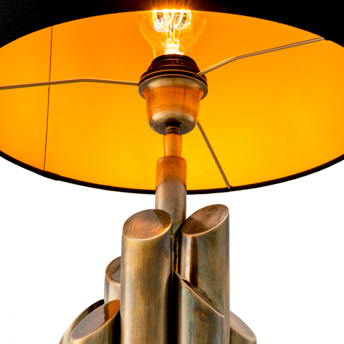 Lampă de masă, Beau Rivage Round, finisaj din alamă cu aspect vintage, abajur inclus, Dims: W. 17 | max W. 35 | H. 102  (CM) [5]
