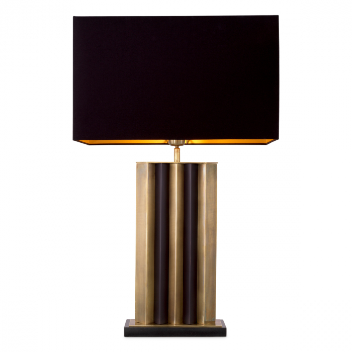 Lampă de masă, Belize, finisaj din alamă cu aspect vintage, abajur inclus, Dims: W. 26 | max W. 50 | H. 80.5  (CM) [3]