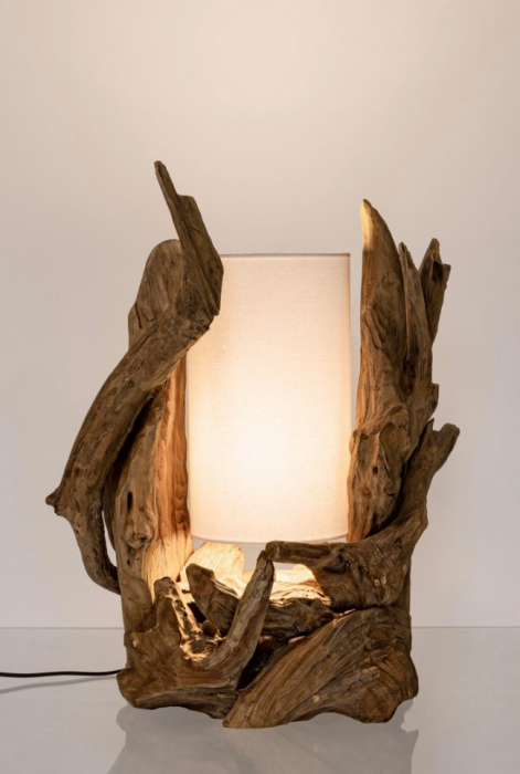 Lampa de masa Bion, Lemn, Alb, 55x40x80 cm [3]