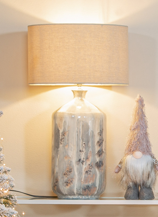 Lampa de masa, "Boulevard", Material textil, bej, maro, crem, PU 1, H 62 cm, A. 37 cm [1]