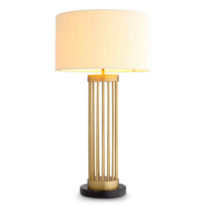 Lampă de masă, Condo, finisaj din alamă cu aspect vintage, abajur inclus buclé [1]