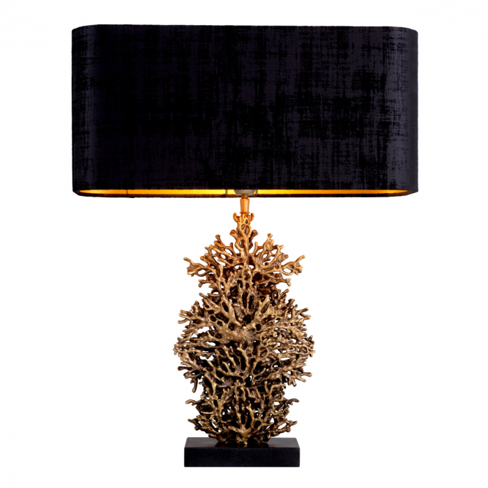 Lampă de masă, Corallo vintage finisaj alamă, abajur inclus, Dims: W. 18 | max W. 50 | H. 68.5  (CM) [5]