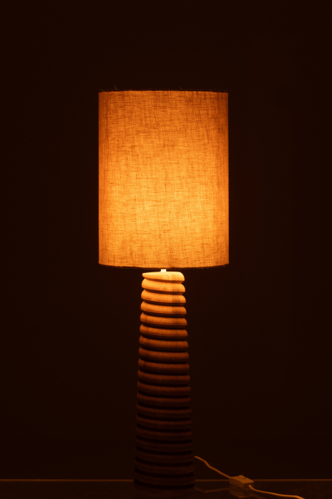 Lampa de masa cu filet, lemn de ailanthus, natur/gri | L 25X l 25X H 85 cm [4]