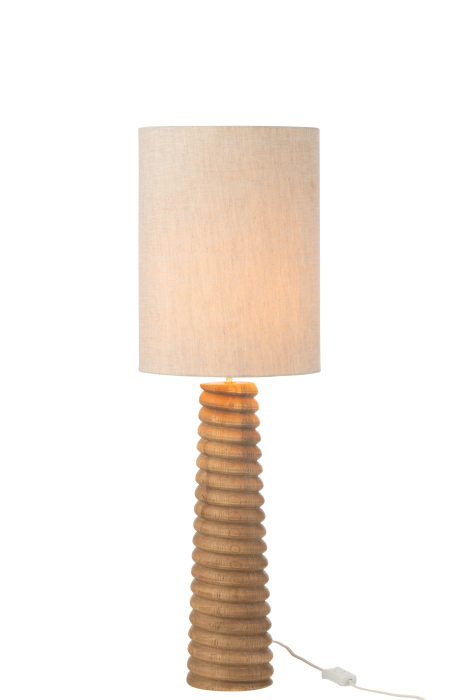 Lampa de masa cu filet, lemn de ailanthus, natur/gri | L 25X l 25X H 85 cm [2]