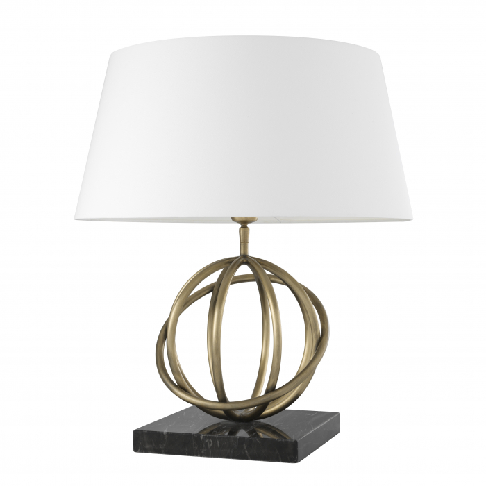 Lampă de masă, Ediție, finisaj din alamă cu aspect vintage, abajur inclus, Dims: W. 26.5 | max W. 50 | H. 57  (CM) [2]
