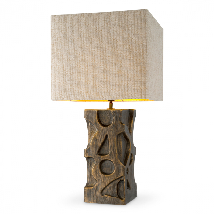 Lampă de masă, Enzo vintage finisaj alamă cu abajur, Dimensiuni: W. 19 | max W. 40 | H. 77   [4]