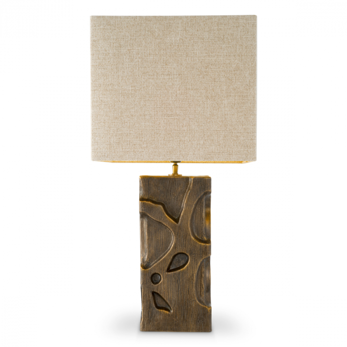 Lampă de masă, Enzo vintage finisaj alamă cu abajur, Dimensiuni: W. 19 | max W. 40 | H. 77   [3]