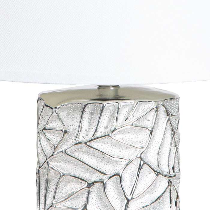Lampa de masa, „Faggio”, motiv cu frunze, ceramica, culoare argintie, PU 1, H 47,5 cm, A. 30 cm [3]