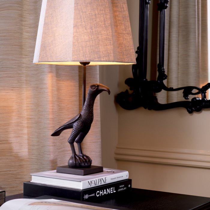 Lampă de masă, Falcon, finisaj bronz, abajur inclus, Dims: W. 13.5 | max W. 35 | H. 75.5  (CM) [2]