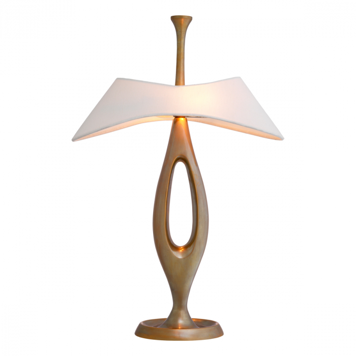 Lampă de masă, Gianfranco vintage finisaj alamă, abajur inclus, Dims: W. 17.5 | max W. 41.5 | H. 63  (CM) [4]