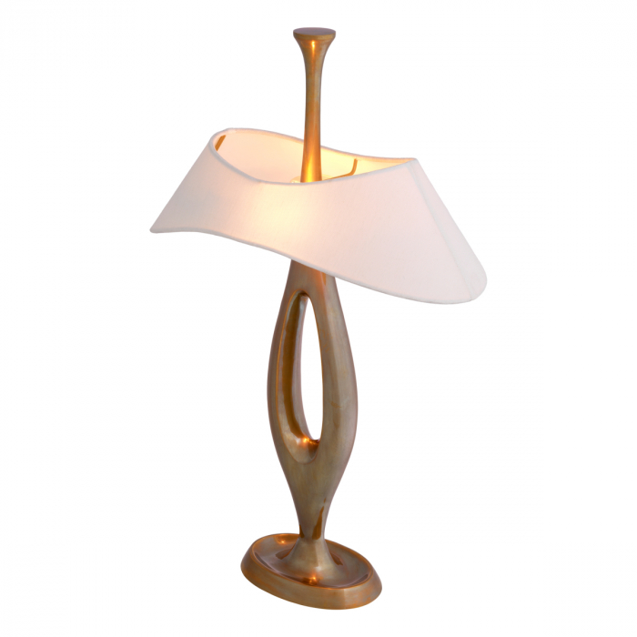 Lampă de masă, Gianfranco vintage finisaj alamă, abajur inclus, Dims: W. 17.5 | max W. 41.5 | H. 63  (CM) [3]
