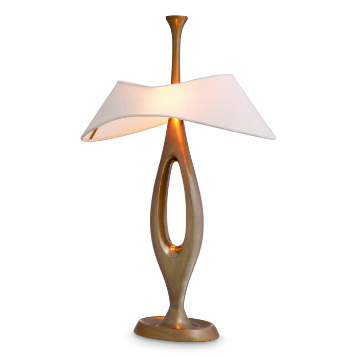 Lampă de masă, Gianfranco vintage finisaj alamă, abajur inclus, Dims: W. 17.5 | max W. 41.5 | H. 63  (CM) [1]