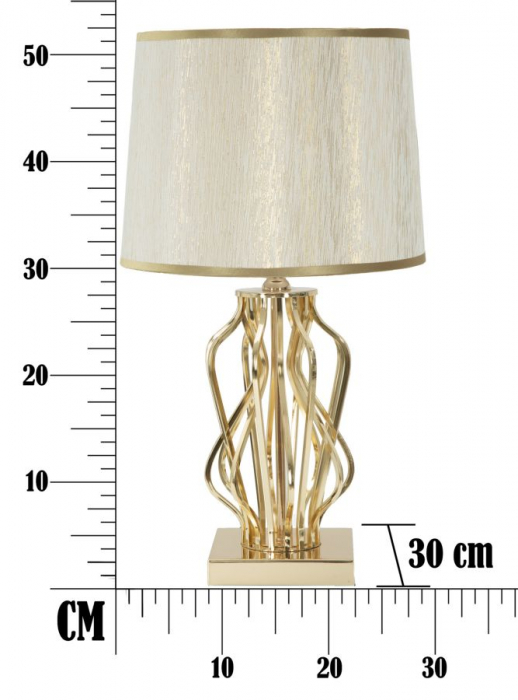 Lampa de masa GLAM, Metal/Panza, Auriu/Crem, 30X52 cm [7]