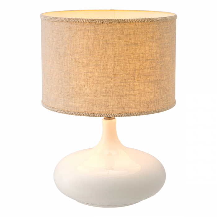 Lampă de masă, Jones din ceramică albă trosită, abajur inclus, Dims: W. 40 | max W. 46 | H. 64.5  (CM) [4]