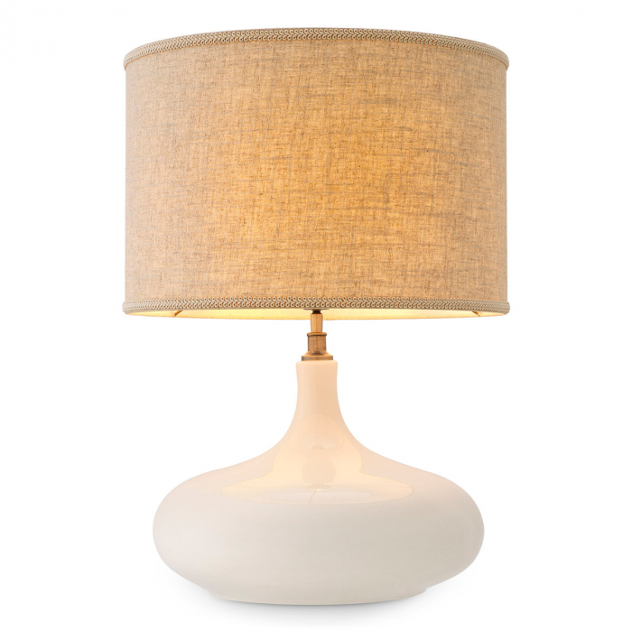Lampă de masă, Jones din ceramică albă trosită, abajur inclus, Dims: W. 40 | max W. 46 | H. 64.5  (CM) [1]