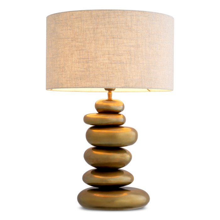 Lampa de masa Kallisto, finisaj vintage din alama, cu abajur |W. 26.5 | max W. 45 | H. 66.5 cm [2]
