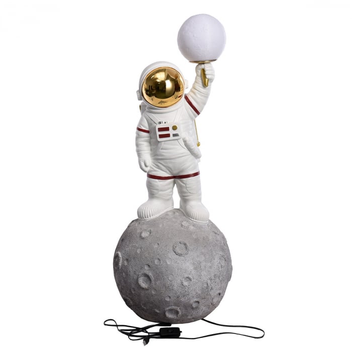 Lampa de masa (LED), Astronaut, Apollo 11, Polyresin, negru, gri, PU 1, L. 33,5 cm, L. 30,5 cm, H. 93 cm [1]
