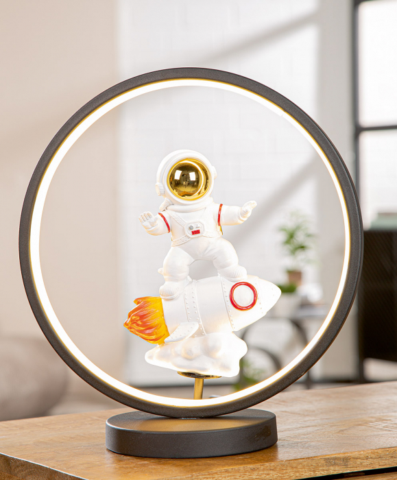 Lampă de masă (LED), Astronaut, Rășină sintetică, negru, PU 1, L. 15 cm, L. 30 cm, H 33 cm [4]