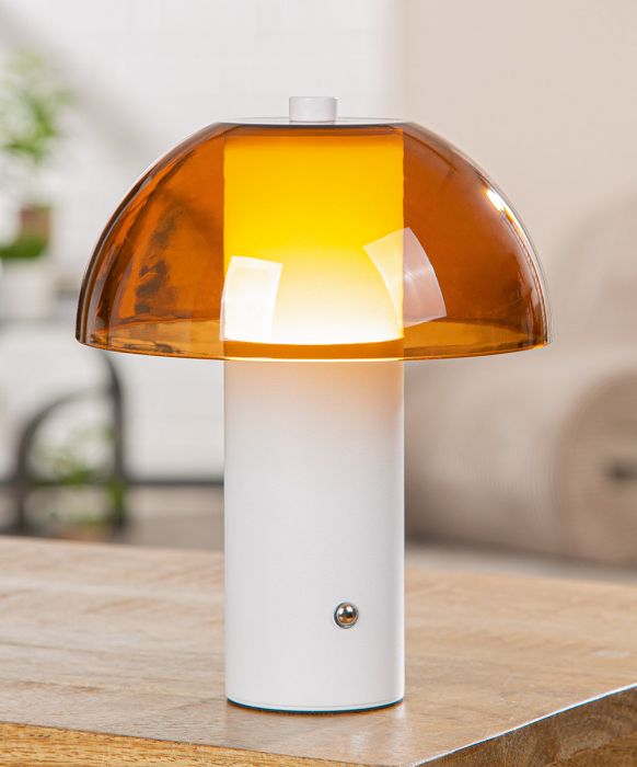 Lampă de masă (LED), Ciupercă, Metal, portocaliu, alb, PU 1, H 20 cm, D 15 cm [5]