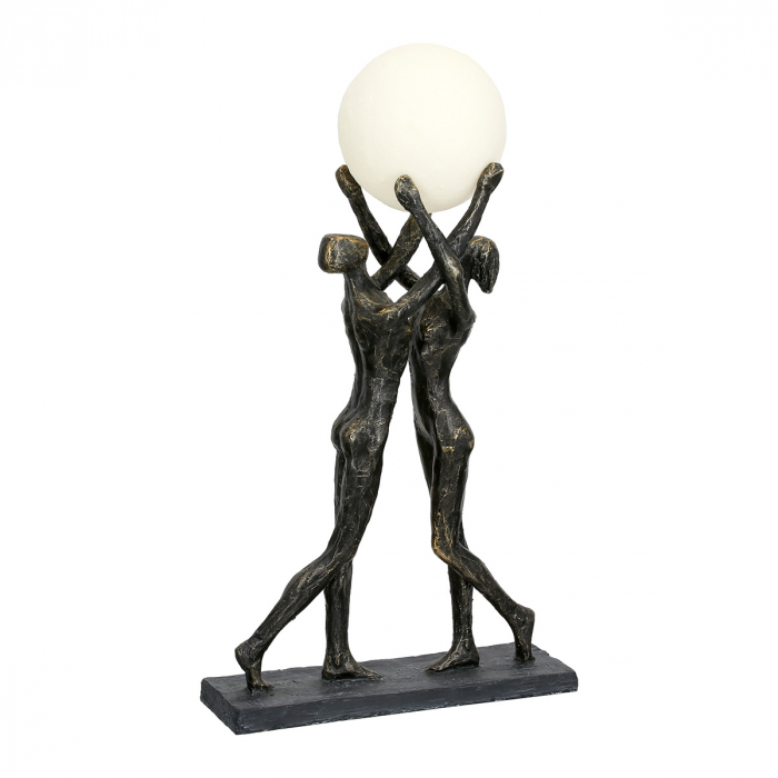 Lampa de masa (LED), hold the light, Motiv cuplu, Polyresin, bronz, PU 1, L. 8 cm, L. 26 cm, H. 47 cm [2]