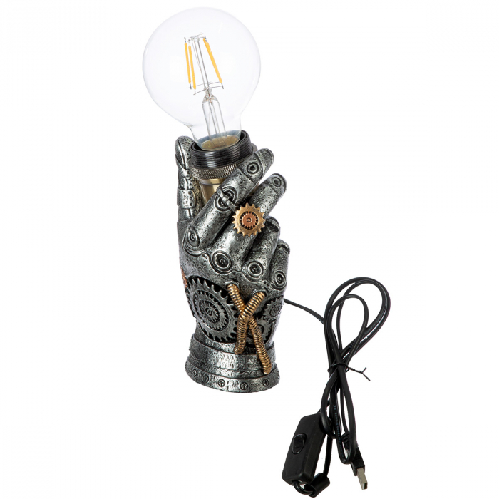 Lampă de masă (LED), Mână, Steampunk hand, Polyresin, alb, PU 2, L. 7 cm, L. 10 cm, H. 17,5 cm [3]