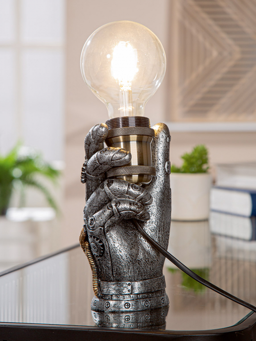 Lampă de masă (LED), Mână, Steampunk hand, Polyresin, alb, PU 2, L. 7 cm, L. 10 cm, H. 17,5 cm [6]