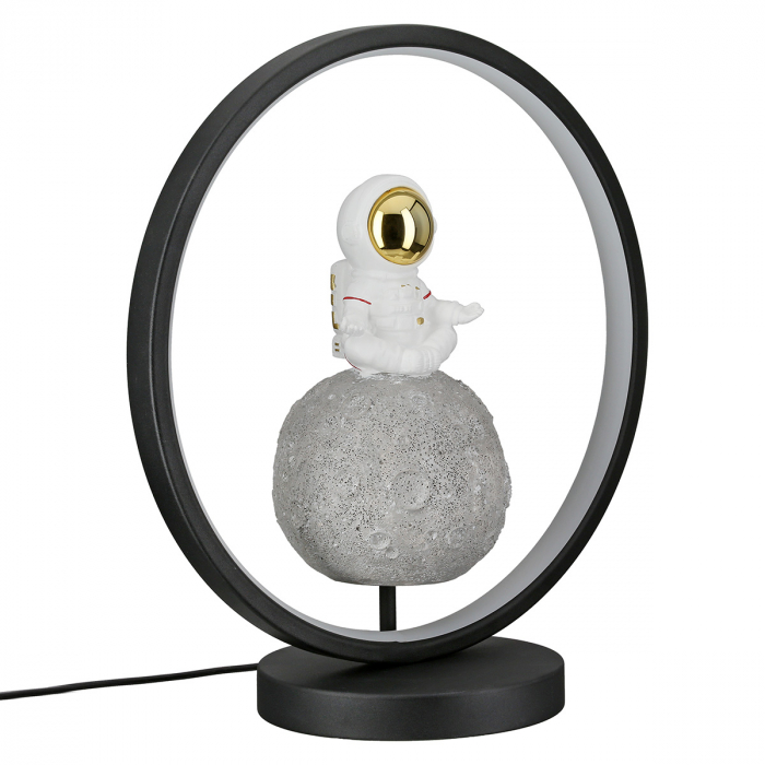 Lampă de masă (LED), rotundă, Juno, motiv Astronaut, Polyresin, negru, alb, PU 1, L. 15 cm, L. 30,5 cm, H. 33 cm [3]
