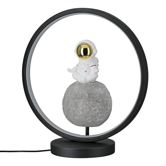 Lampă de masă (LED), rotundă, Juno, motiv Astronaut, Polyresin, negru, alb, PU 1, L. 15 cm, L. 30,5 cm, H. 33 cm [2]