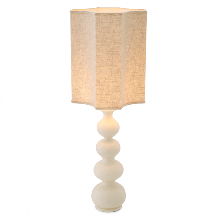 Lampă de masă, Mabel din ceramică albă trosită, abajur inclus, Dims: W. 20 | max W. 40.5 | H. 116.5  (CM) [3]