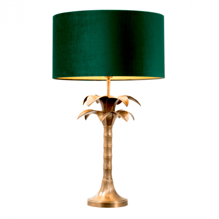 Lampă de masă, Mediterraneo, finisaj din alamă cu aspect vintage, abajur inclus, Dims: W. 17 | max W. 45 | H. 76.5  (CM) [1]