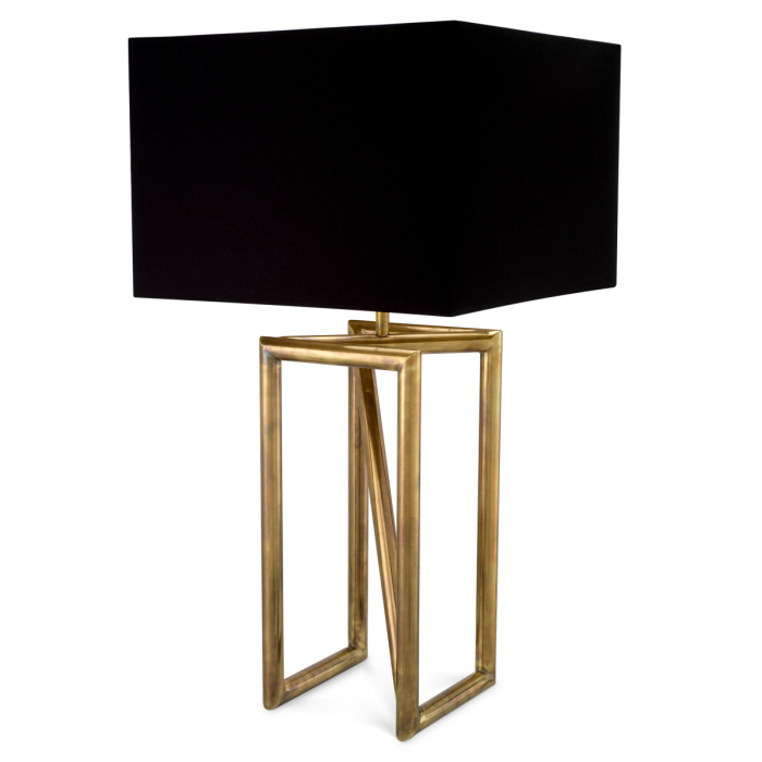 Lampă de masă, Michelino vintage finisaj alamă, abajur inclus, Dims: W. 26 | max W. 50 | H. 97  (CM) [6]