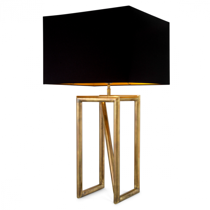Lampă de masă, Michelino vintage finisaj alamă, abajur inclus, Dims: W. 26 | max W. 50 | H. 97  (CM) [1]