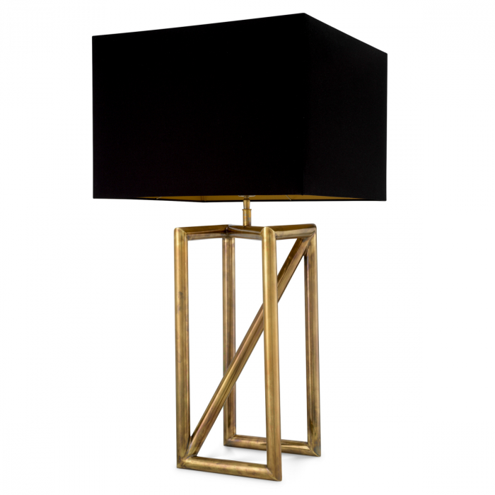 Lampă de masă, Michelino vintage finisaj alamă, abajur inclus, Dims: W. 26 | max W. 50 | H. 97  (CM) [5]