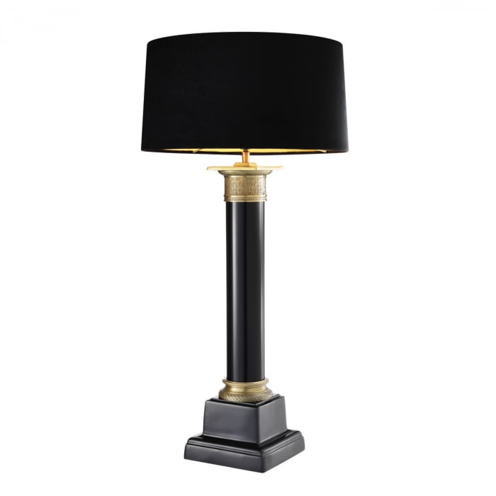 Lampă de masă, Monaco negru/finis alamă, abajur inclus, Dims: W. 18.5 | max W. 40 | H. 83  (CM) [1]