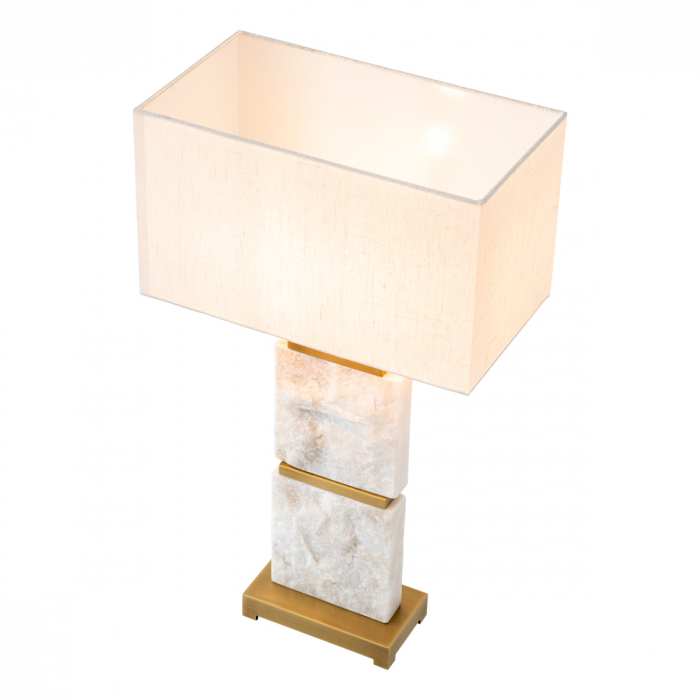 Lampă de masă, Newton L, finisaj din alamă cu aspect vintage, abajur inclus, Dims: W. 20 | max W. 40 | H. 70.5  (CM) [3]