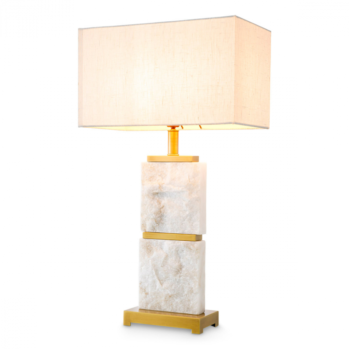 Lampă de masă, Newton L, finisaj din alamă cu aspect vintage, abajur inclus, Dims: W. 20 | max W. 40 | H. 70.5  (CM) [1]