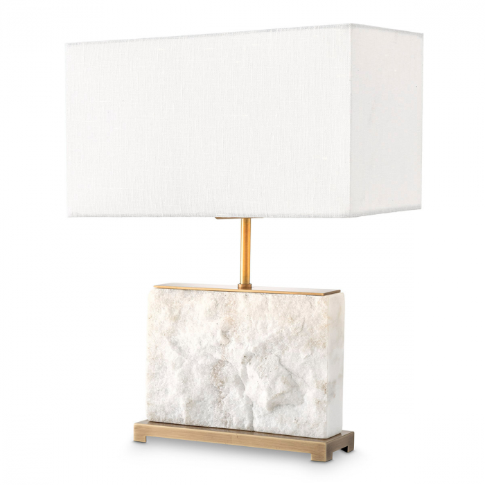 Lampă de masă, Newton S, finisaj din alamă cu aspect vintage, abajur inclus, Dims: W. 28 | max W. 40 | H. 55  (CM) [4]