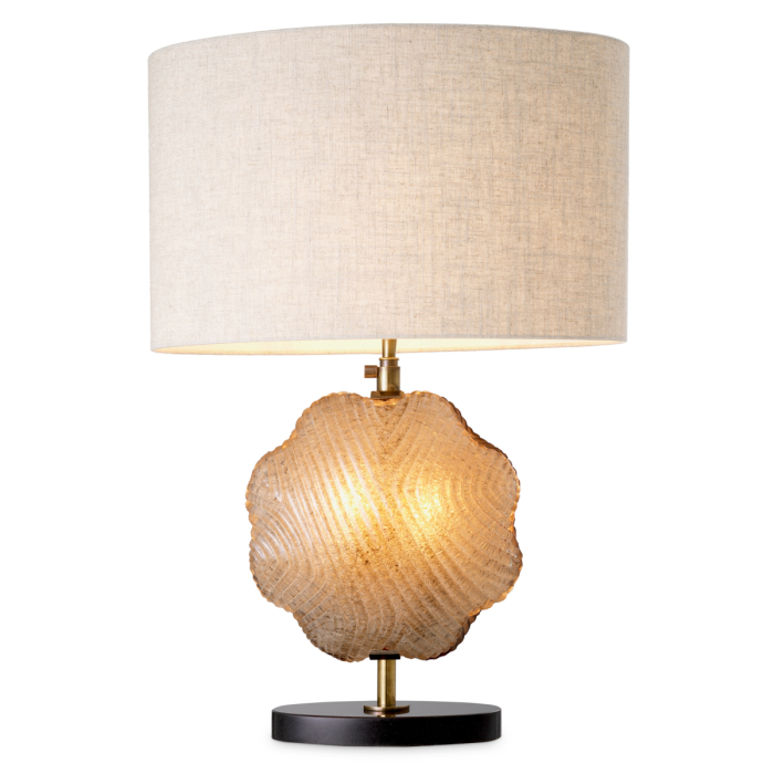 Lampa de masa Nuria, finisaj vintage din alama, sticla lucrata manual, Abajurul este inclus |W. 30 | max W. 50 | H. 69 cm  [3]
