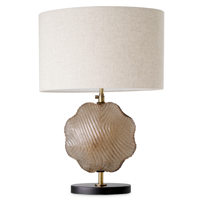 Lampa de masa Nuria, finisaj vintage din alama, sticla lucrata manual, Abajurul este inclus |W. 30 | max W. 50 | H. 69 cm  [4]