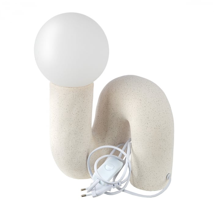 Lampa de masa, organica, Otranto, Ceramica, crem, alb, PU 2, L. 17 cm, L. 18 cm, H. 30 cm [3]