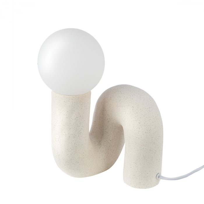 Lampa de masa, organica, Otranto, Ceramica, crem, alb, PU 2, L. 17 cm, L. 18 cm, H. 30 cm [2]
