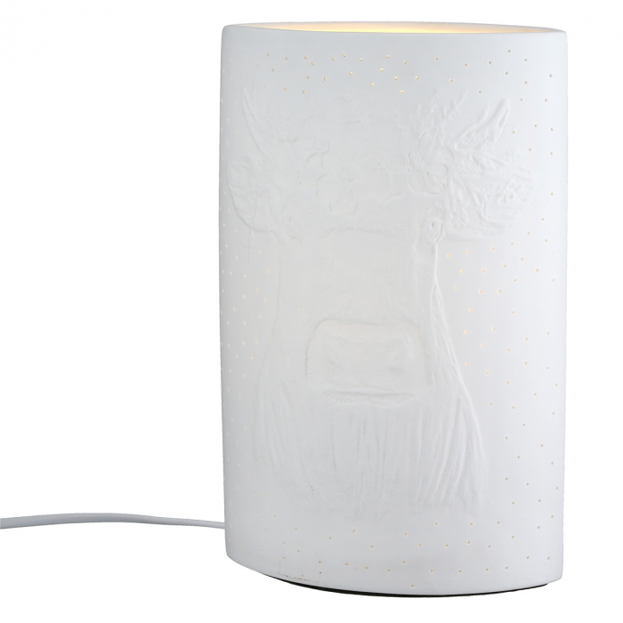 Lampă de masă, ovală, porțelan, albă, PU 1, L. 10 cm, l. 18 cm, H 28 cm [1]
