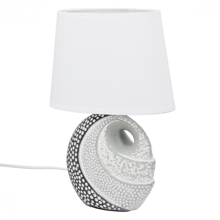 Lampa de masa, rotunda, Nikiti, Ceramica, gri, alb, PU 6, 2 buc. asortate, L. 11,5 cm, L. 20 cm, H. 29 cm [5]