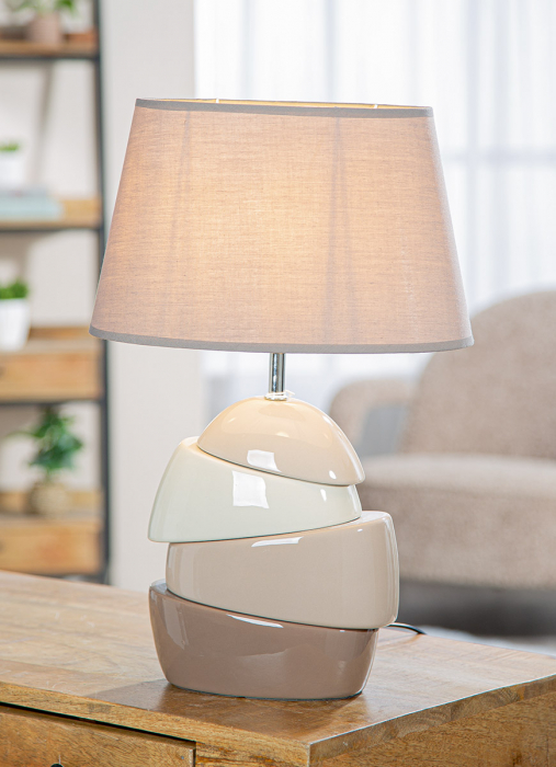 Lampa de masa, rotunda, Semiasse, Ceramica, maro, PU 1, L. 20 cm, L. 31,5 cm, H. 48 cm [1]