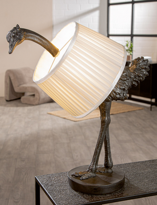 Lampă de masă, Struț, Rășină sintetică, gri, PU 1, L. 31 cm, L. 50 cm, H 58 cm [4]