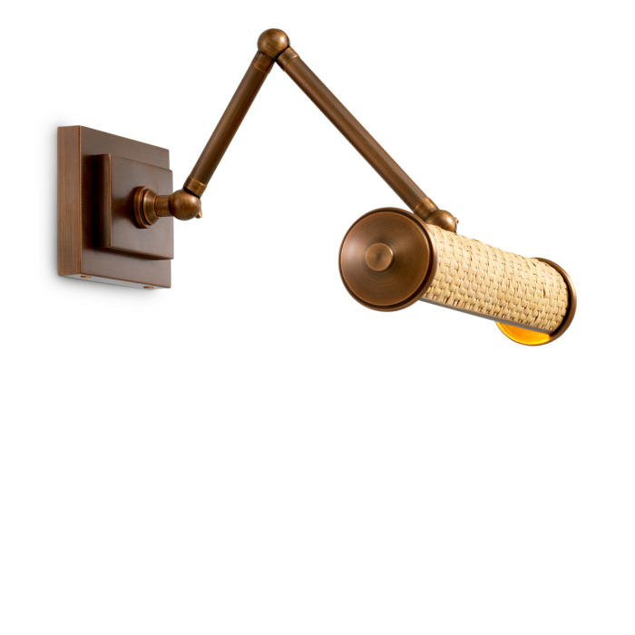 Lampa de perete Luca S ratan finisaj alama antica |W. 29.5 | max D. 37 | H. 8.5 cm  [1]