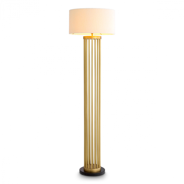 Lampă de podea Condo, finisaj din alamă cu aspect vintage, include abajur buclé [1]