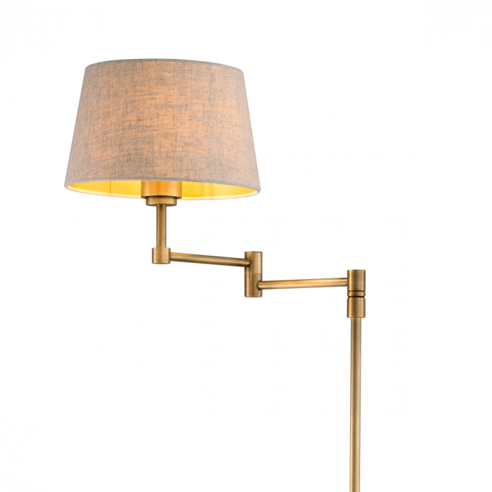 Lampă de podea Corbin, finisaj din alamă cu aspect vintage, include abajur de in, Dims: W. 38 | D. 20 | H. 158.5  (CM) [4]