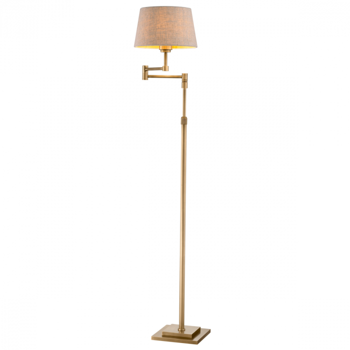 Lampă de podea Corbin, finisaj din alamă cu aspect vintage, include abajur de in, Dims: W. 38 | D. 20 | H. 158.5  (CM) [3]
