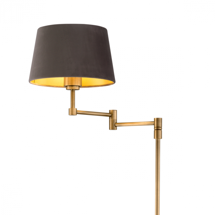 Lampă de podea Corbin, finisaj din alamă cu aspect vintage, include abajur din catifea [3]